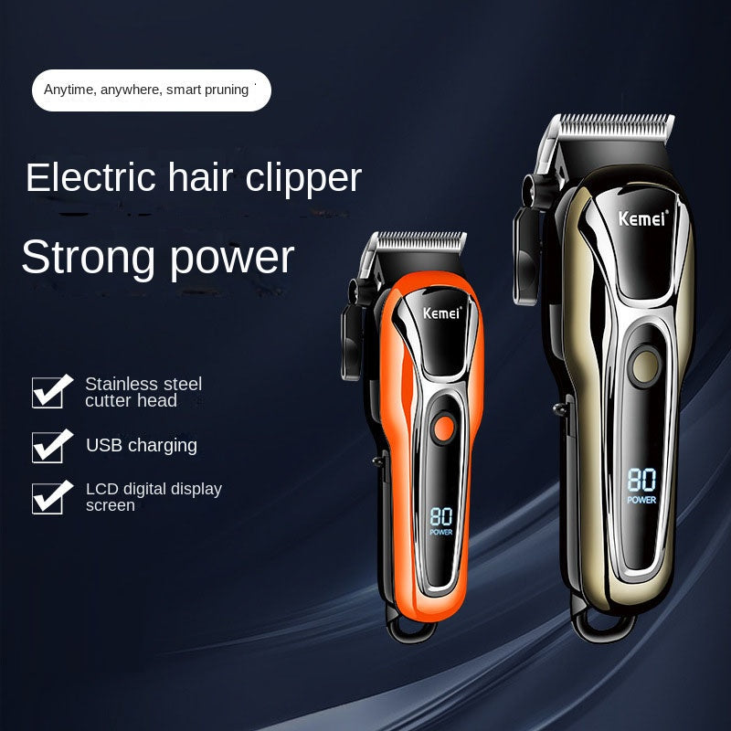 KM-1990PG Hair Clipper Electric Shaving Head High Power LCD Digital Display Electric Pushing Hair Salon Special