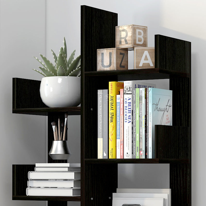 8-Tier 11-Shelf Display Storage Utility Bookcase Modern Design Black Wood