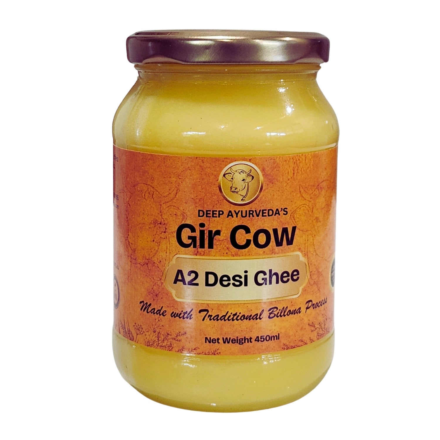GIR Cow A2 Pure Desi Ghee | Made with Ancient Bilona method, Curd churned-450ml