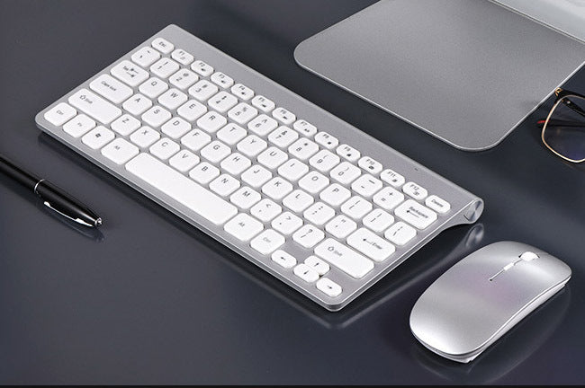 Ergonomic Wireless Keyboard and Mouse Combo Set Silver