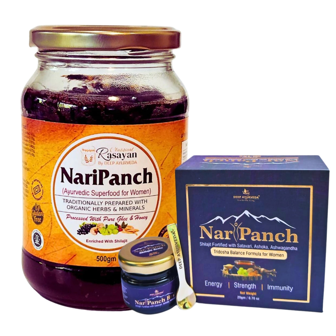 NariPanch Ayurvedic Superfood & NariPanch Shilajit Resin for Women's Wellbeing Premium Packing - Combo Pack